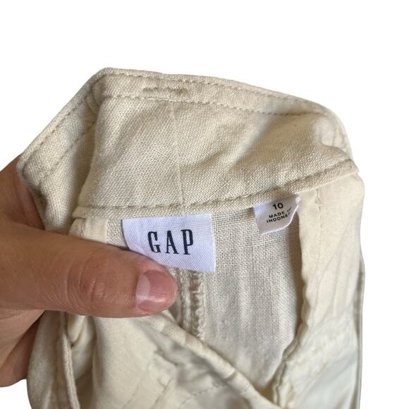 Gap Linen Wide Leg Pleated Trousers High Rise Dress Pants Beige Tan Size 10 - Picture 4 of 10